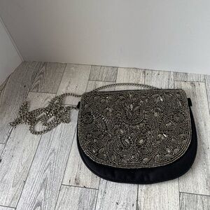 *RARE* BEAUTIFUL AVIVA STANOFF  BEADED COCKTAIL PURSE/BAG/HANDBAG W/METAL CHAIN